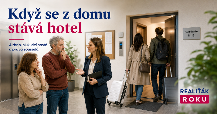 Obyvatelé bytového domu řeší s realitní makléřkou opakované krátkodobé ubytování turistů v sousedním bytě.