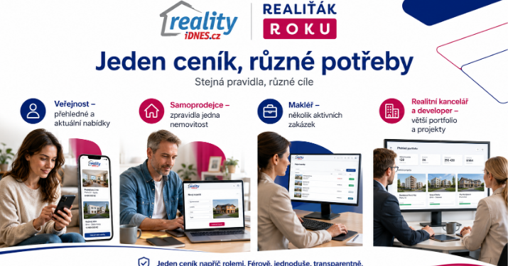 Nov&yacute; cen&iacute;k Reality.iDNES.cz pro veřejnost, samoprodejce, makl&eacute;ře a realitn&iacute; kancel&aacute;ře