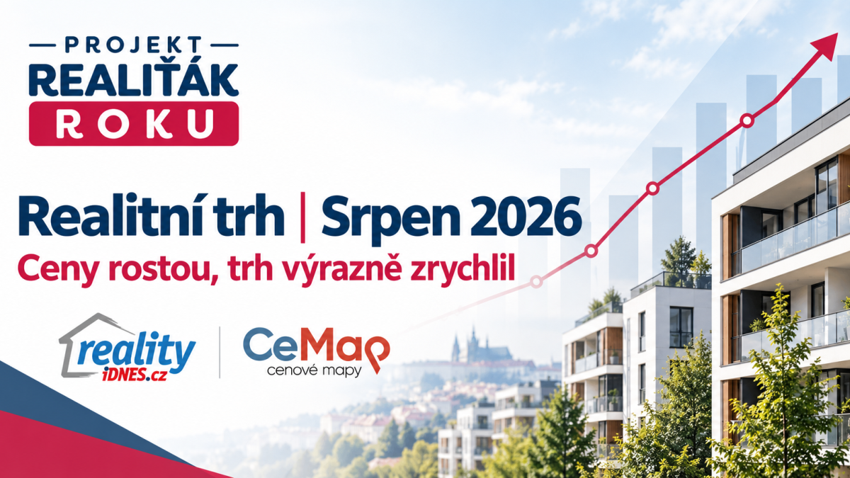 Realitní trh v srpnu 2026: ceny dál rostou, byty se nabízejí 63 dní a domy 82 dní